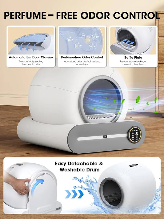 Pawjoy 65L Smart Self-Cleaning Litter Box π±β¨ β fully enclosed, odor-free comfort with automatic cleaning for a happier, cleaner home.