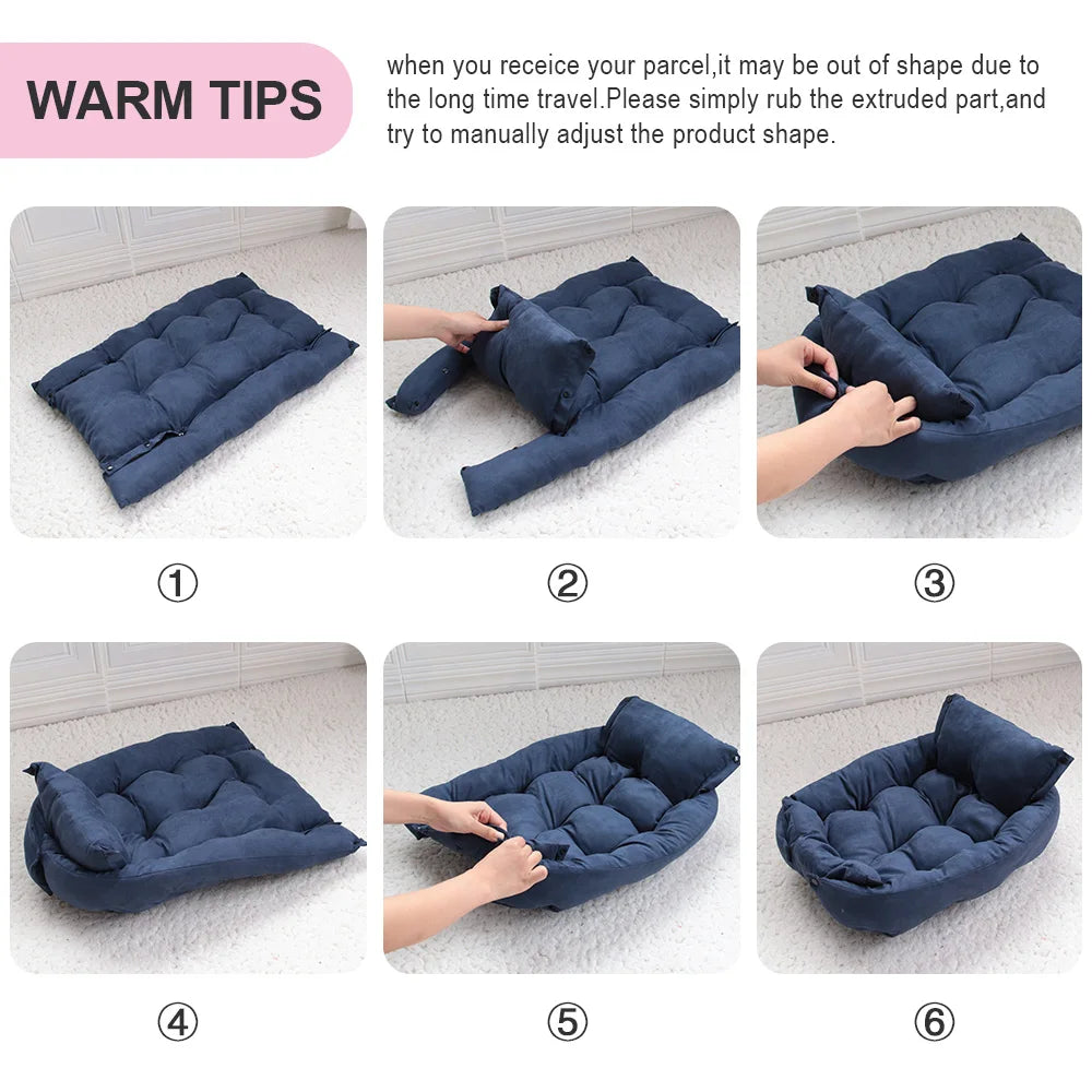 "Pawjoy"Multifunction Dog Bed Mat 3 IN 1 Dogs Cat Sleeping Bed Sofa Warm Winter Puppy Kitten Nest Kennel Soft Pet Cushion For Dogs Cats