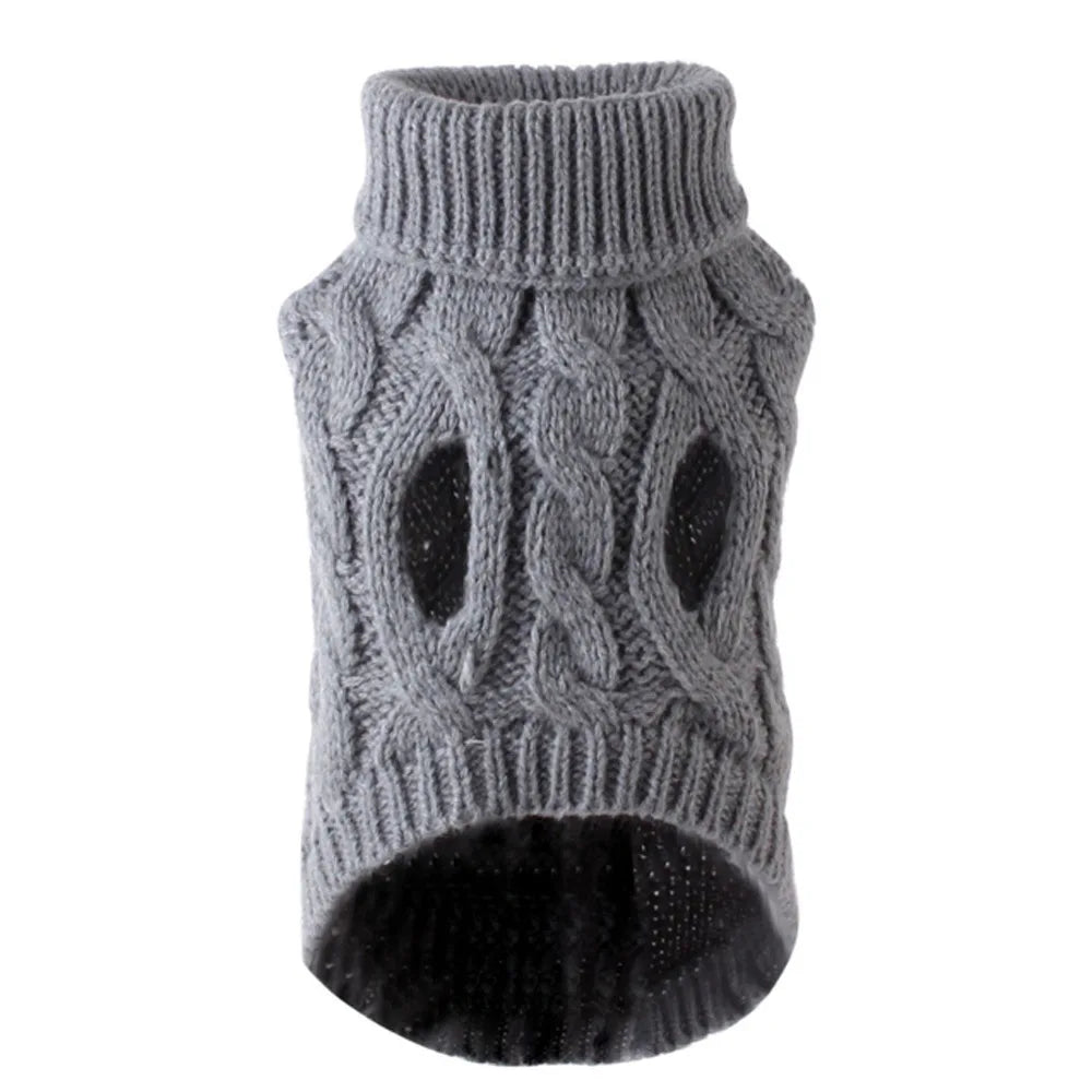 "Pawjoy"New Pet Small Pet Dog Clothes Sweater Fashion Autumn Winter Solid Fried Dough Twists Knitting Warm Comfort Clothing