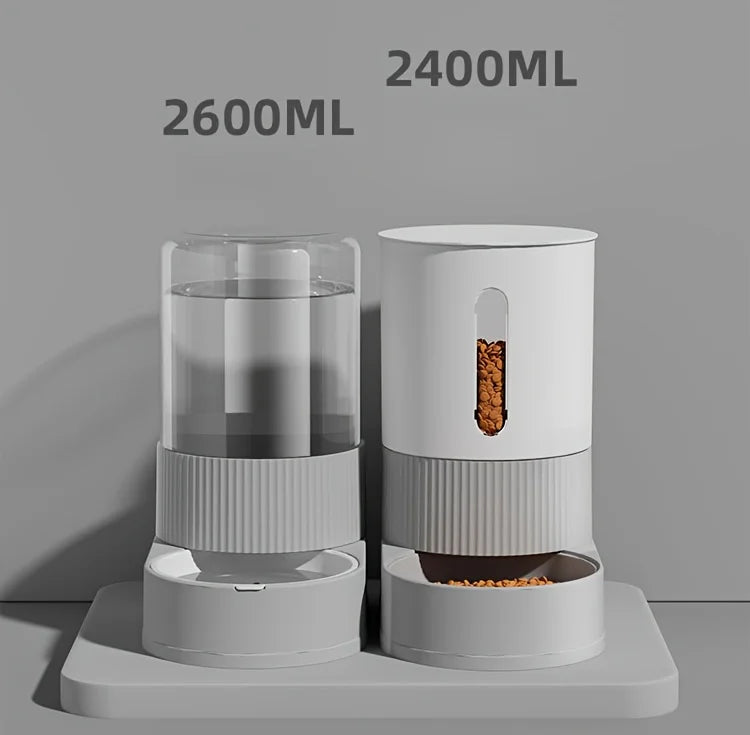 "Pawjoy"Large Capacity Cat Feeder Automatic Cat Water Dispenser Cat Food Bowl Gravity Food Storage Container for Cats Dogs Pet Supplies