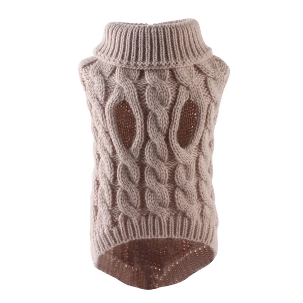 "Pawjoy"New Pet Small Pet Dog Clothes Sweater Fashion Autumn Winter Solid Fried Dough Twists Knitting Warm Comfort Clothing