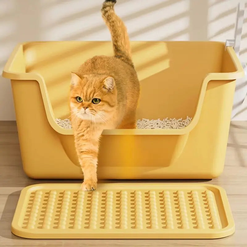 "Pawjoy"Cat Litter Box Large Capacity Semi-closed Plastic Anti-Splash Cats Toilet Bedpan Big Mac Oversized Cat Tray Bedpan Cat Toilets
