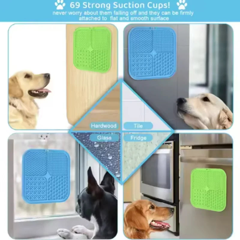 "Pawjoy"Pet Lick Silicone Mat Dogs Pet Slow Food Plate for Dog Bathing Distraction Silicone Dog Sucker Food Training Dog Feeder Supplies