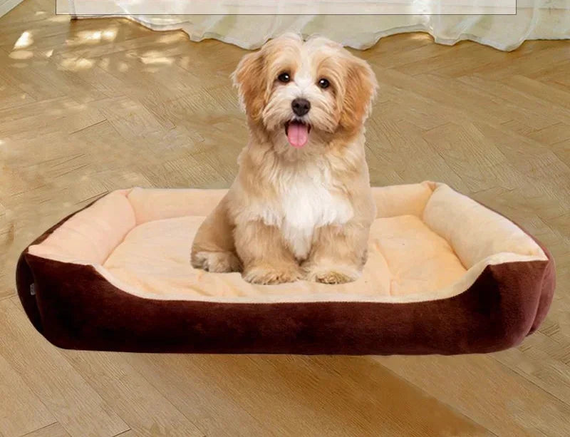 "Pawjoy" Large Pet House Dog Bed Cat Mat Long Plush Deep Sleeping Warm Soft Small Dog Cushion Calm Beds for Puppy