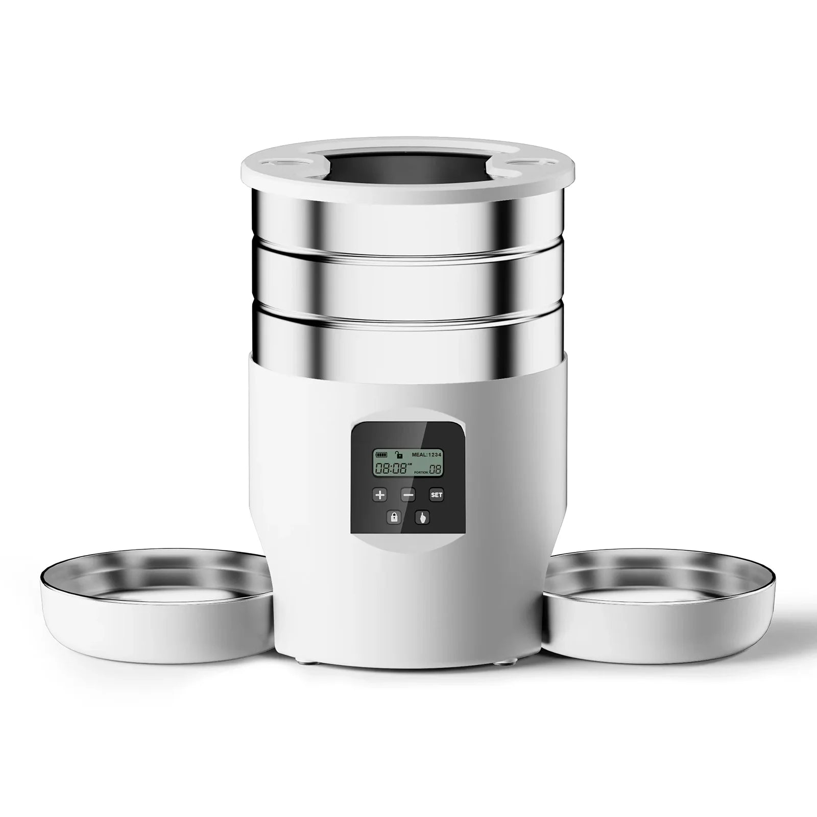 "Pawjoy"4.5L Automatic Cat Feeder With WiFi Button Smart Pet Cat/Dogs Food Dispenser Two Stainless Steel Bowls Feeder Pet Supplies