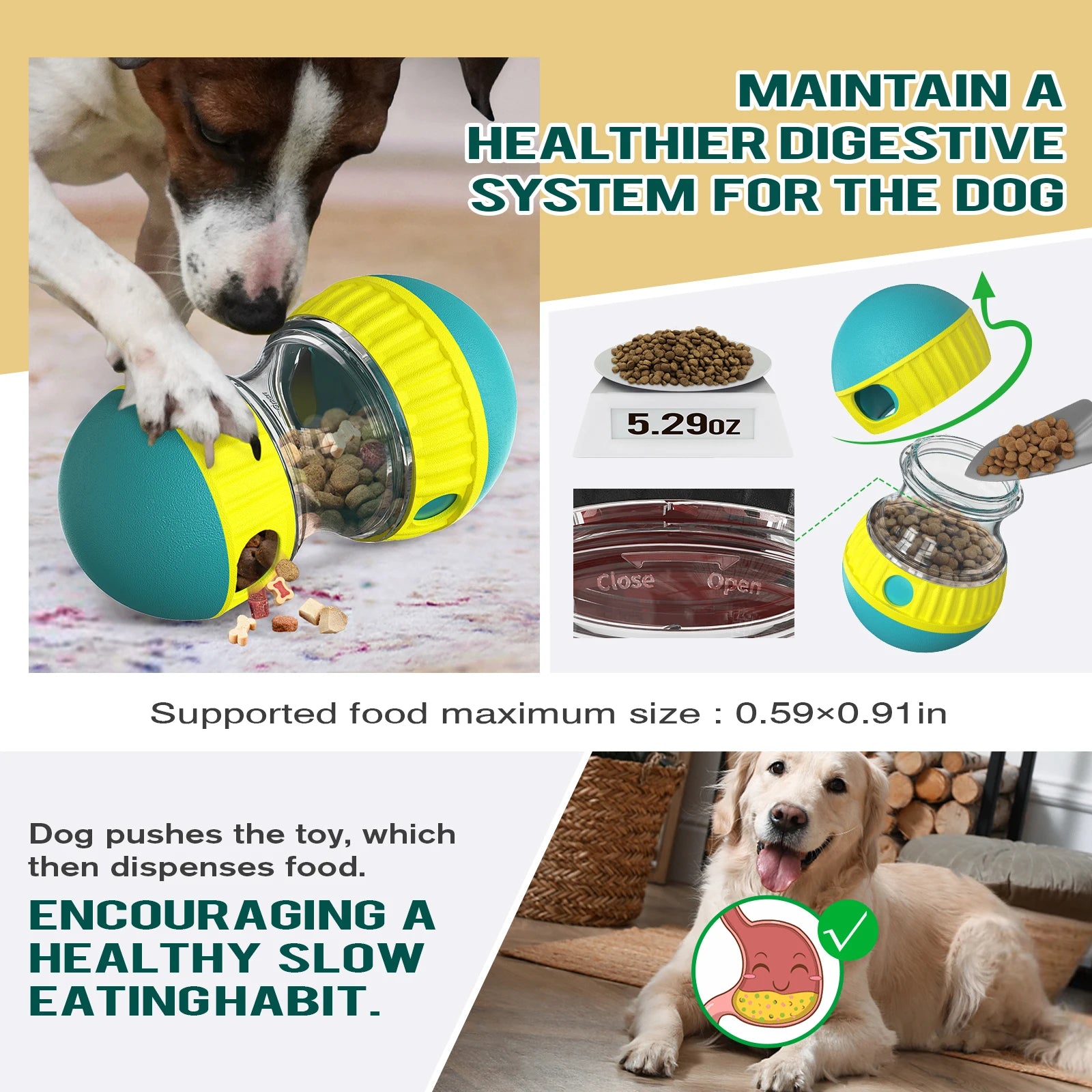 "Pawjoy"Treat Enrichment Pet Toys Slow Feeder Ball Food Dispensing Puppy Toy for Small Medium Dogs Irregular Rolling Design Dog Toys