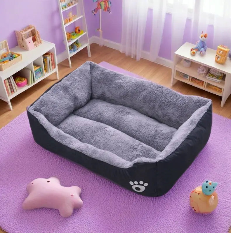 "Pawjoy" Large Pet House Dog Bed Cat Mat Long Plush Deep Sleeping Warm Soft Small Dog Cushion Calm Beds for Puppy
