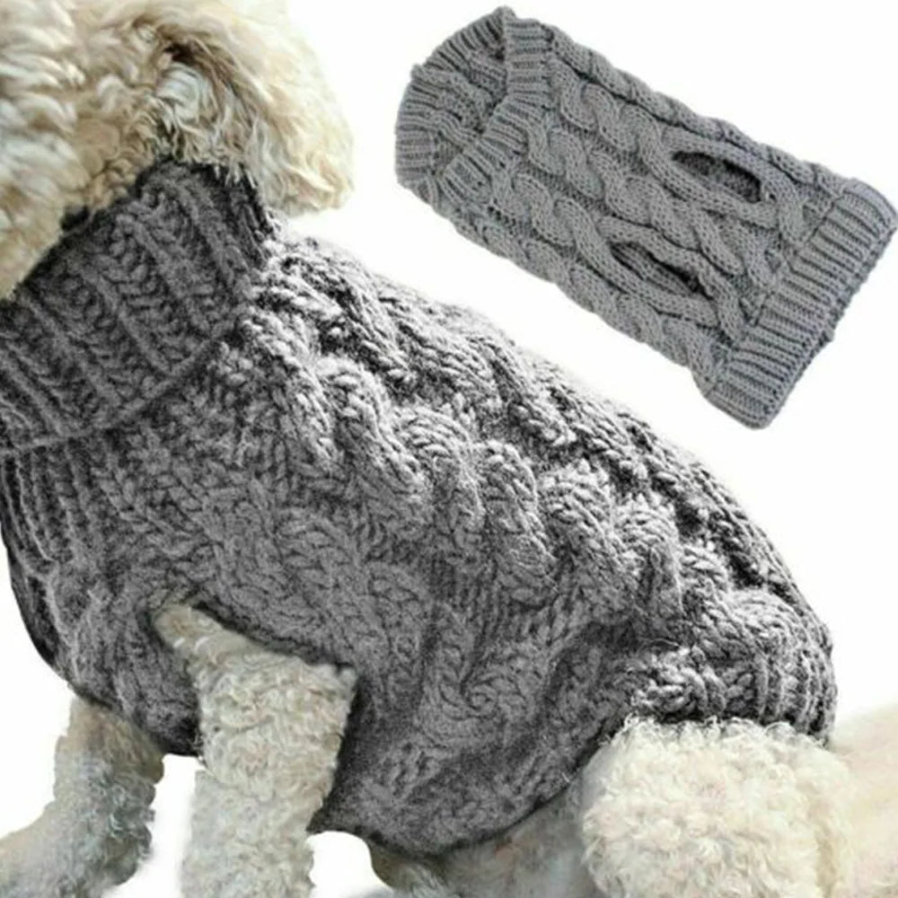 "Pawjoy"New Pet Small Pet Dog Clothes Sweater Fashion Autumn Winter Solid Fried Dough Twists Knitting Warm Comfort Clothing