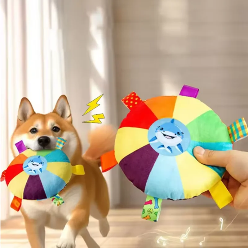 "Pawjoy"Hot dog sounding plush toy bell cartoon toy puppy small dog Teddy teeth grinding toy wear-resistant bite-resistant pet toy