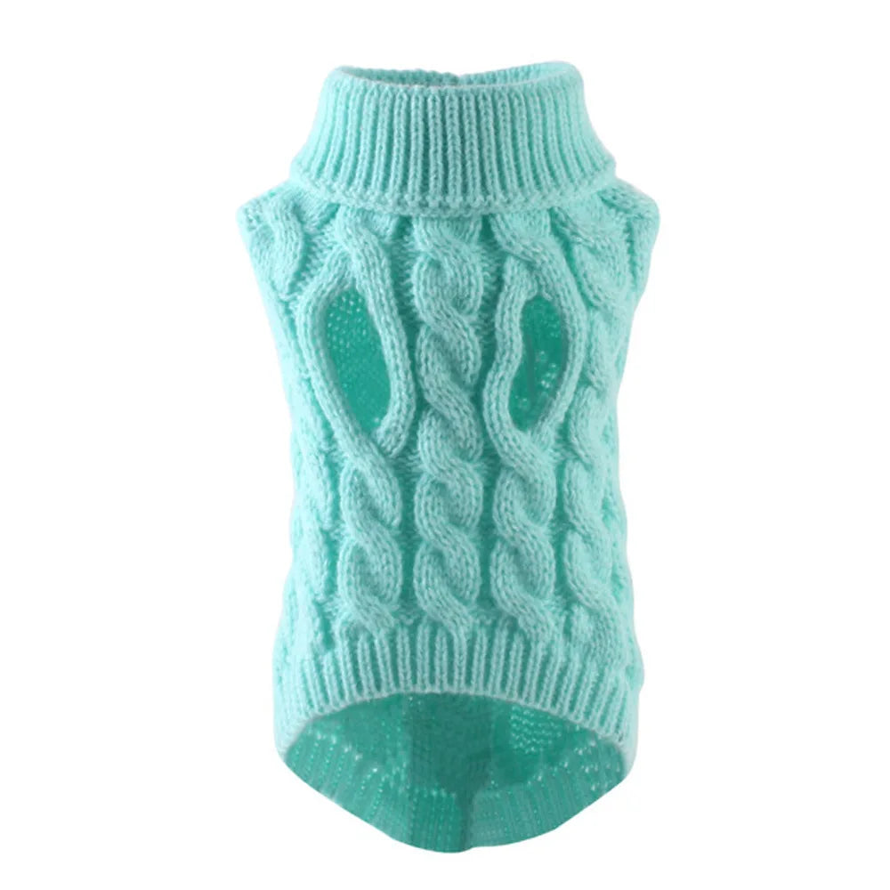 "Pawjoy"New Pet Small Pet Dog Clothes Sweater Fashion Autumn Winter Solid Fried Dough Twists Knitting Warm Comfort Clothing