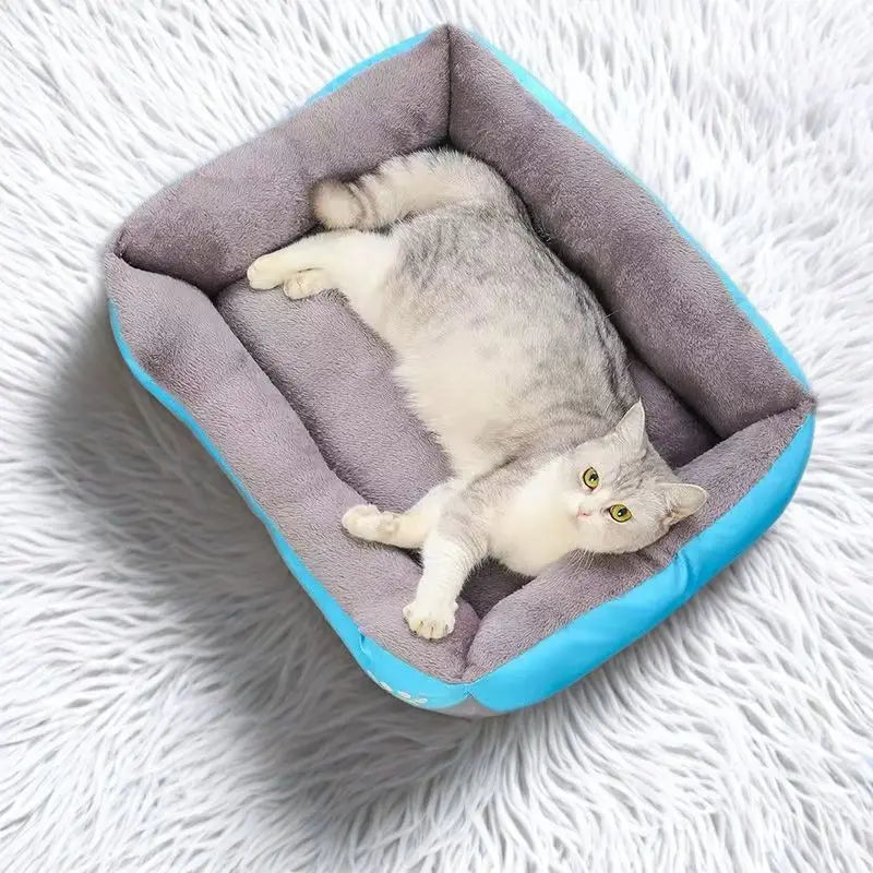 "Pawjoy" Large Pet House Dog Bed Cat Mat Long Plush Deep Sleeping Warm Soft Small Dog Cushion Calm Beds for Puppy
