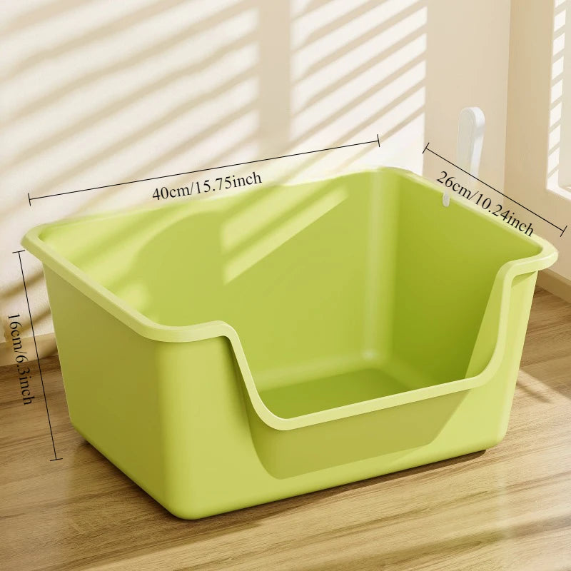 "Pawjoy"Cat Litter Box Large Capacity Semi-closed Plastic Anti-Splash Cats Toilet Bedpan Big Mac Oversized Cat Tray Bedpan Cat Toilets
