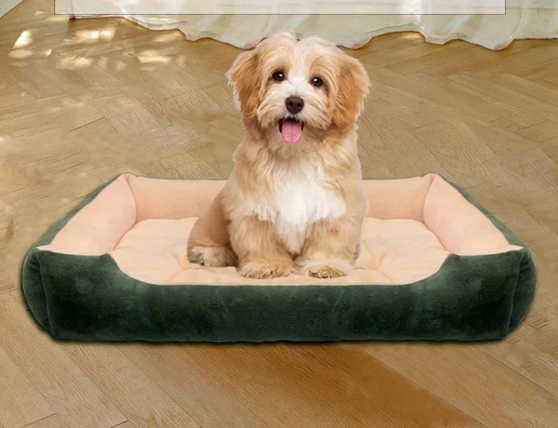 "Pawjoy" Large Pet House Dog Bed Cat Mat Long Plush Deep Sleeping Warm Soft Small Dog Cushion Calm Beds for Puppy