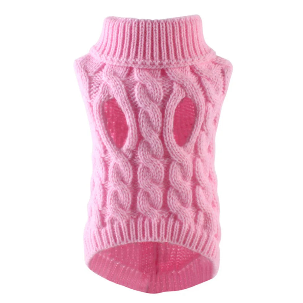 "Pawjoy"New Pet Small Pet Dog Clothes Sweater Fashion Autumn Winter Solid Fried Dough Twists Knitting Warm Comfort Clothing