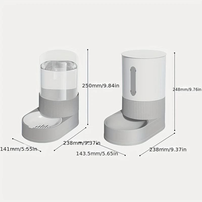 "Pawjoy"Large Capacity Cat Feeder Automatic Cat Water Dispenser Cat Food Bowl Gravity Food Storage Container for Cats Dogs Pet Supplies