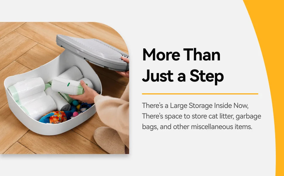 "Pawjoy"3-in-1 Cat Stepper for Self-Cleaning Litter Box, Trapping Litter & Storage Tray with Non-Slip Ramp for furoomate