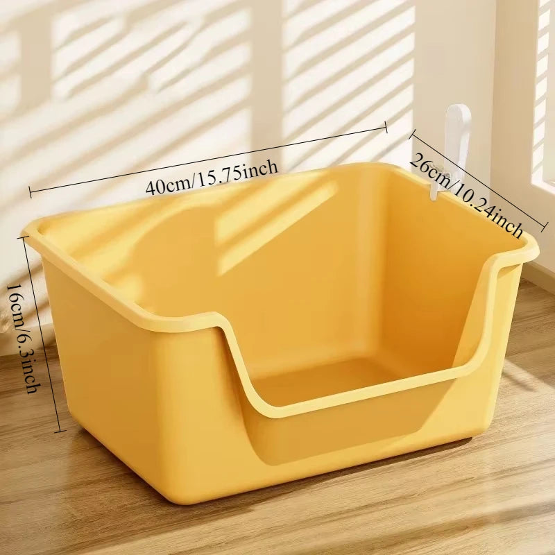 "Pawjoy"Cat Litter Box Large Capacity Semi-closed Plastic Anti-Splash Cats Toilet Bedpan Big Mac Oversized Cat Tray Bedpan Cat Toilets