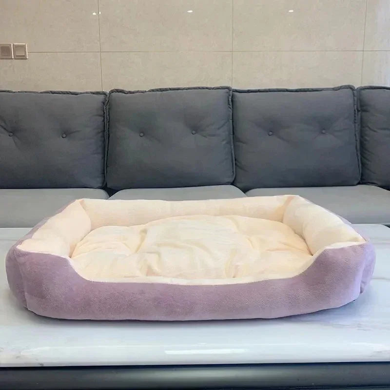 "Pawjoy" Large Pet House Dog Bed Cat Mat Long Plush Deep Sleeping Warm Soft Small Dog Cushion Calm Beds for Puppy