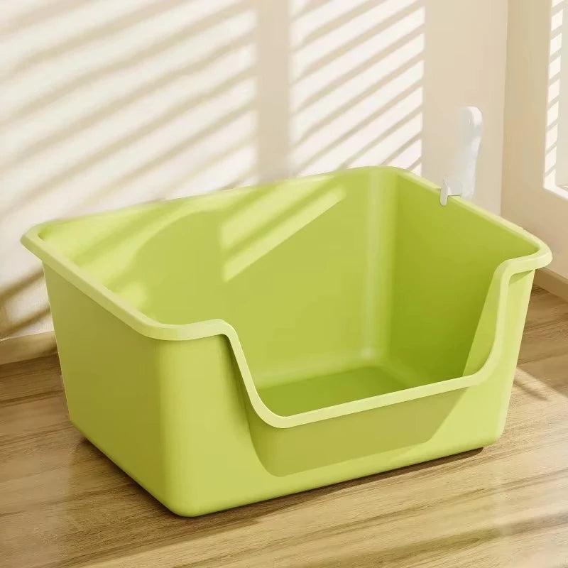 "Pawjoy"Cat Litter Box Large Capacity Semi-closed Plastic Anti-Splash Cats Toilet Bedpan Big Mac Oversized Cat Tray Bedpan Cat Toilets