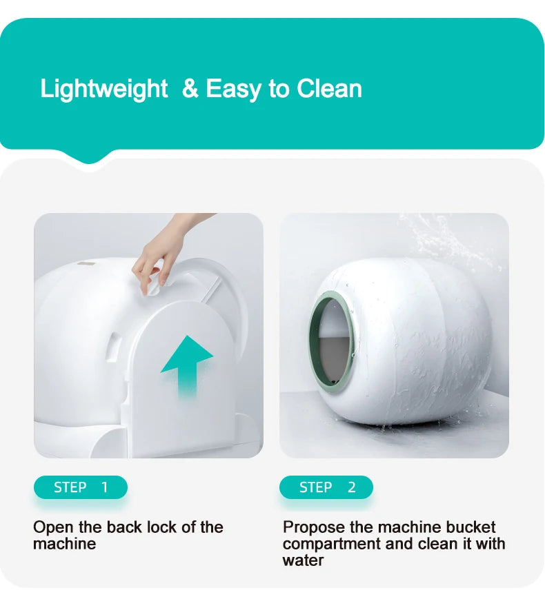 "Pawjoy"Tonepie 65L Automatic Smart Cat Litter Box Self Cleaning Fully Enclosed Cat Litter Box Pet Toilet Litter Tray English versions