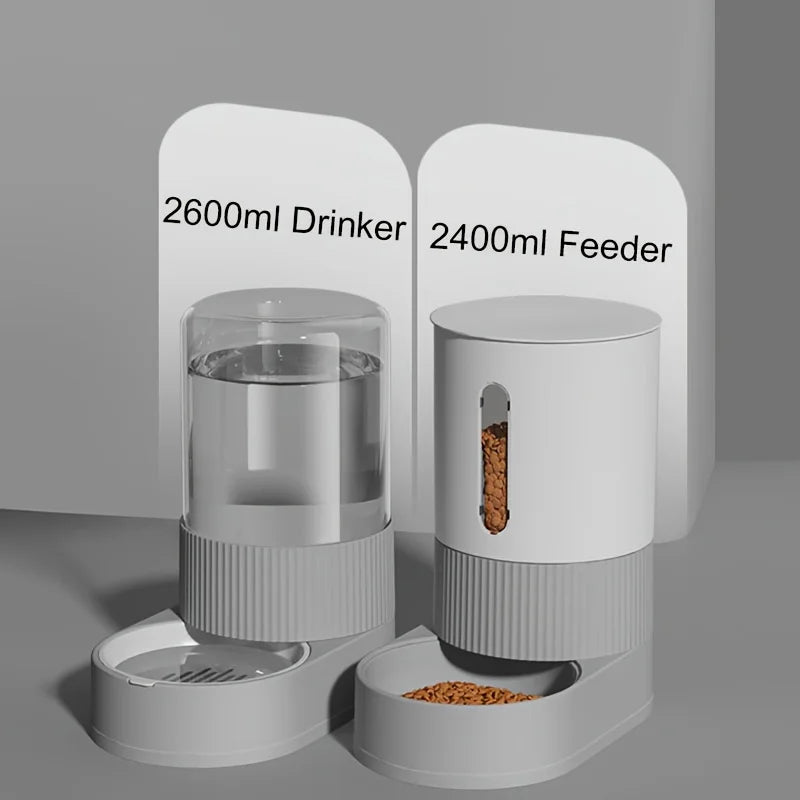"Pawjoy"Large Capacity Cat Feeder Automatic Cat Water Dispenser Cat Food Bowl Gravity Food Storage Container for Cats Dogs Pet Supplies