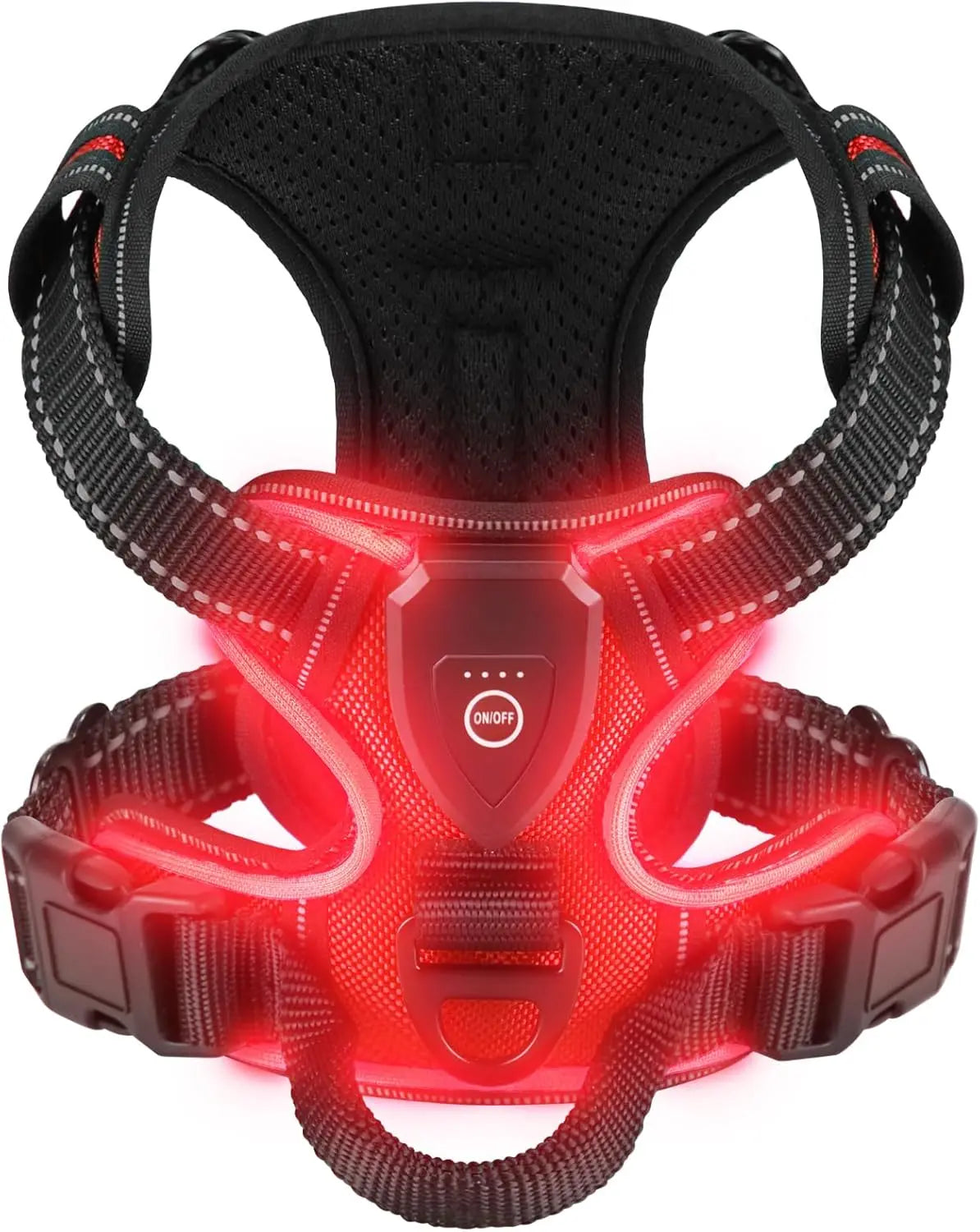 "Pawjoy"LED Glowing Luminous Dog Harnesses Essential for Dog Walking Safety at Night Dog Vest with Three LED Light Modes Rechargeable