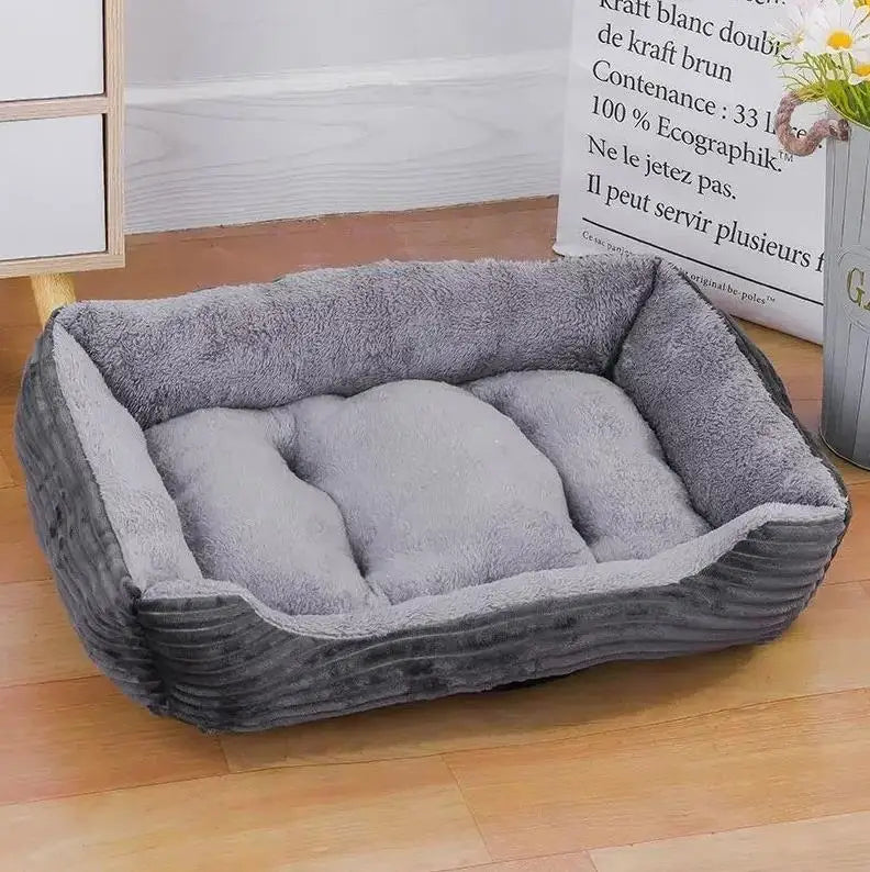 "Pawjoy" Large Pet House Dog Bed Cat Mat Long Plush Deep Sleeping Warm Soft Small Dog Cushion Calm Beds for Puppy