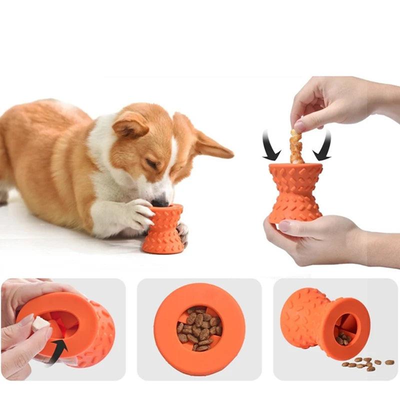 "Pawjoy"Rubber Durable Dog Chew Toys Interactive Pet Leaking Food Toys for Small Large Dogs Bite Resistant Puppy Tooth Cleaning Toy
