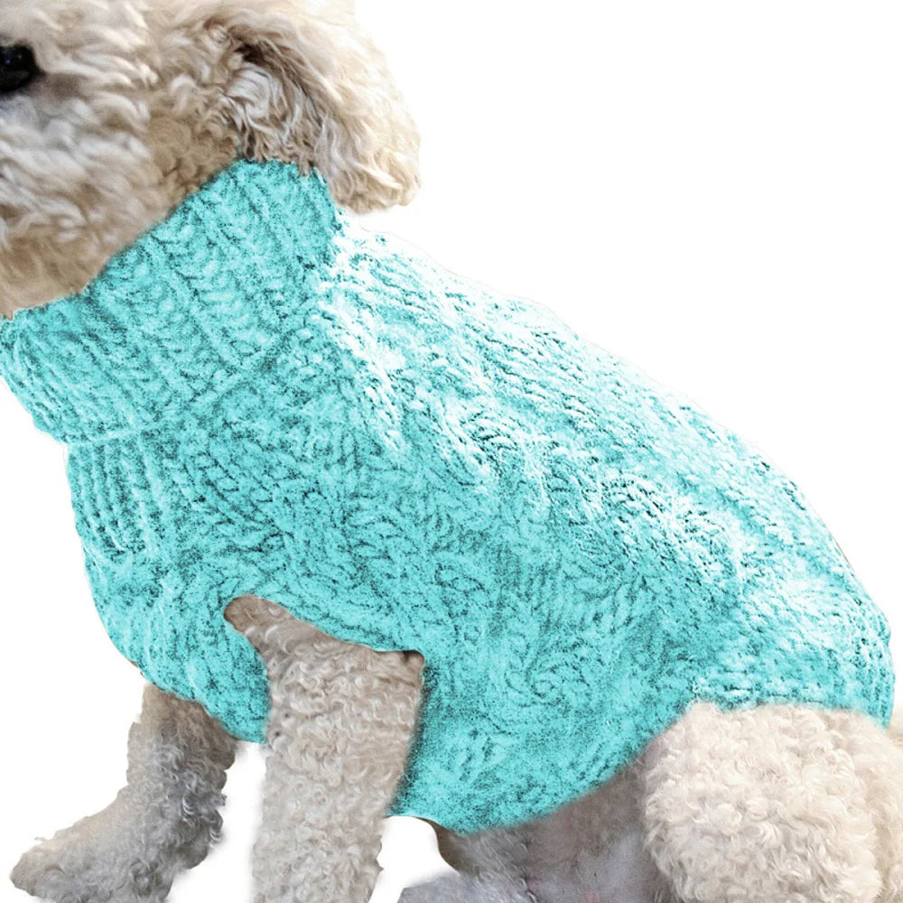 "Pawjoy"New Pet Small Pet Dog Clothes Sweater Fashion Autumn Winter Solid Fried Dough Twists Knitting Warm Comfort Clothing
