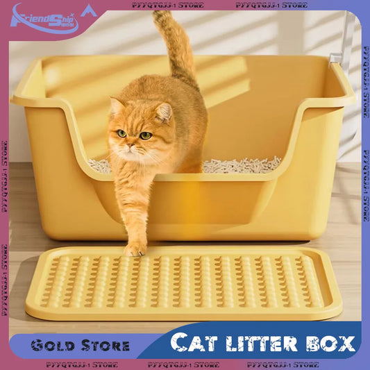 Pawjoy Large Semi-Closed Cat Litter Box 🐱 — anti-splash design with spacious comfort for cats, keeping your home clean and tidy.