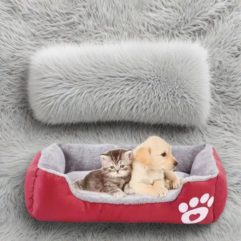 "Pawjoy" Large Pet House Dog Bed Cat Mat Long Plush Deep Sleeping Warm Soft Small Dog Cushion Calm Beds for Puppy