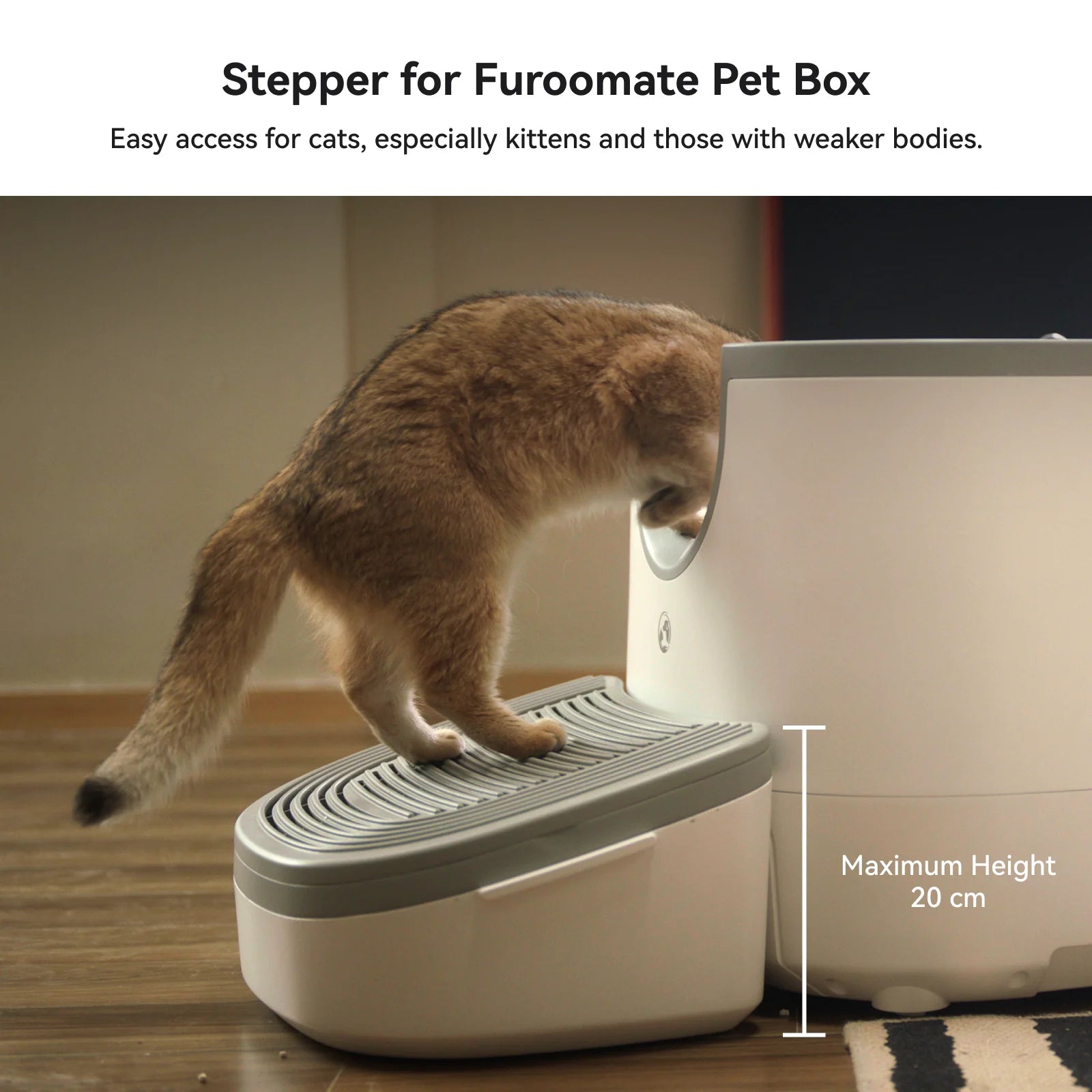 "Pawjoy"3-in-1 Cat Stepper for Self-Cleaning Litter Box, Trapping Litter & Storage Tray with Non-Slip Ramp for furoomate