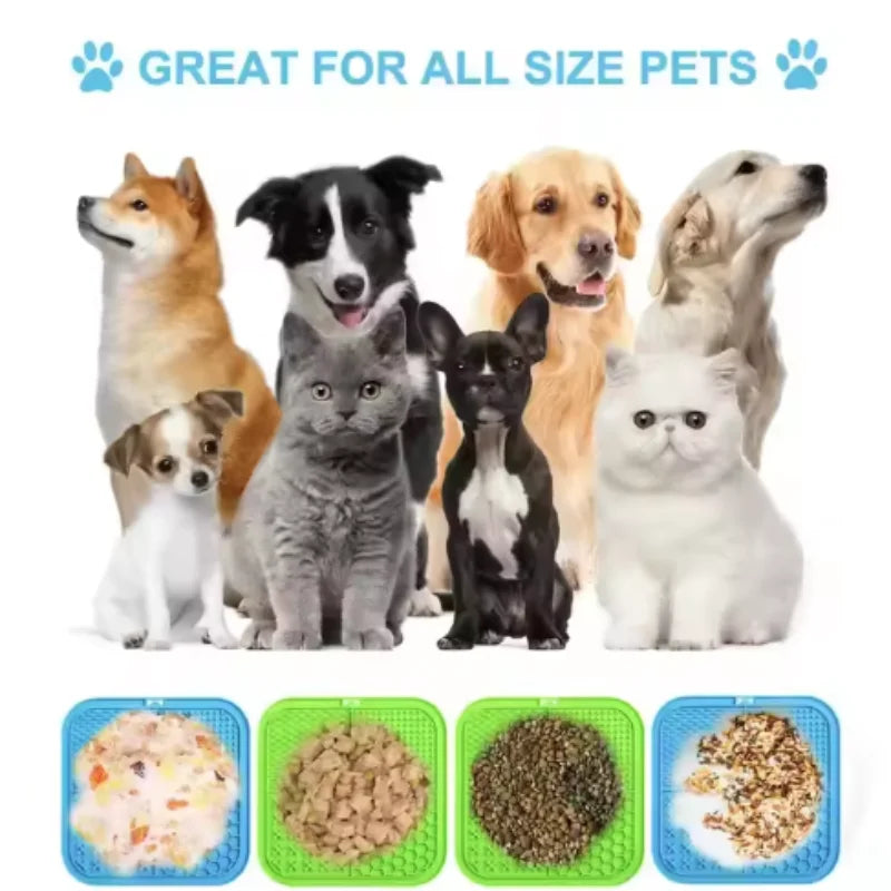 "Pawjoy"Pet Lick Silicone Mat Dogs Pet Slow Food Plate for Dog Bathing Distraction Silicone Dog Sucker Food Training Dog Feeder Supplies