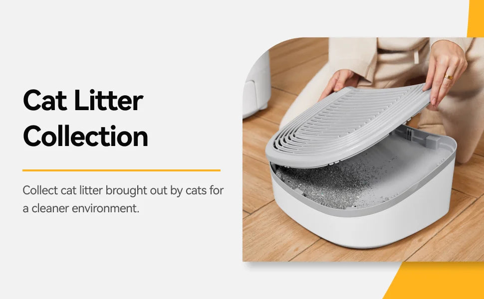 "Pawjoy"3-in-1 Cat Stepper for Self-Cleaning Litter Box, Trapping Litter & Storage Tray with Non-Slip Ramp for furoomate