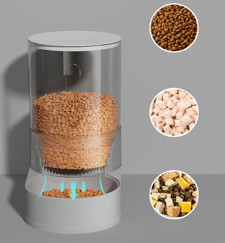 "Pawjoy"Large Capacity Cat Feeder Automatic Cat Water Dispenser Cat Food Bowl Gravity Food Storage Container for Cats Dogs Pet Supplies