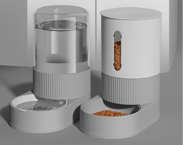 "Pawjoy"Large Capacity Cat Feeder Automatic Cat Water Dispenser Cat Food Bowl Gravity Food Storage Container for Cats Dogs Pet Supplies