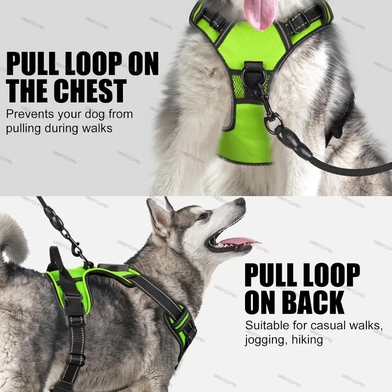 "Pawjoy"LED Glowing Luminous Dog Harnesses Essential for Dog Walking Safety at Night Dog Vest with Three LED Light Modes Rechargeable