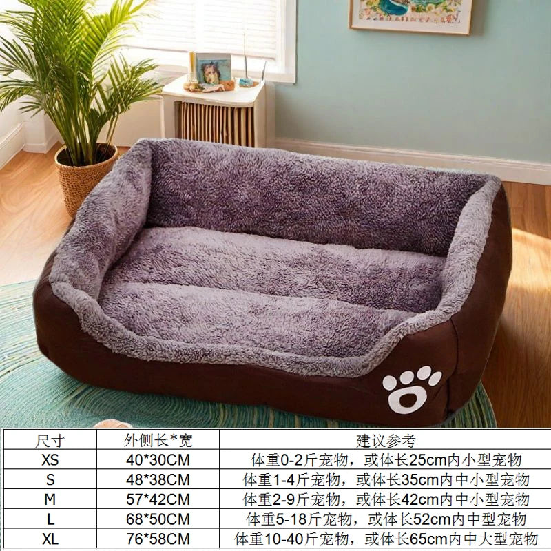 "Pawjoy" Large Pet House Dog Bed Cat Mat Long Plush Deep Sleeping Warm Soft Small Dog Cushion Calm Beds for Puppy