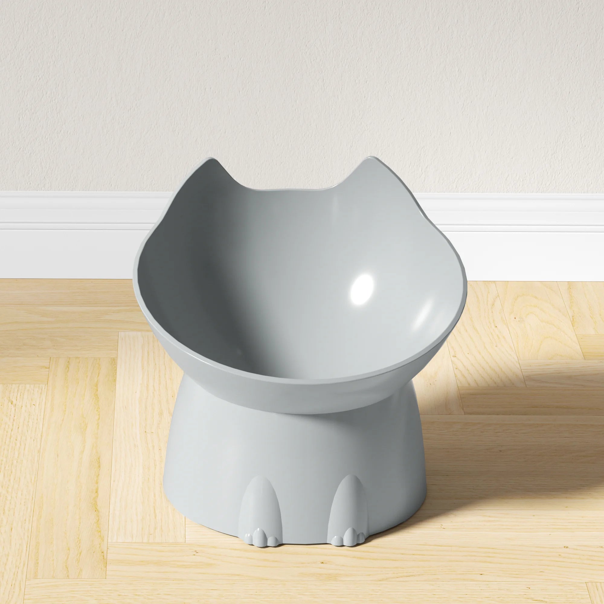 "Pawjoy"1pc WhiskerWare Elevated Cat Bowl, Anti-Tip Plastic Raised Pet Feeding Dish with Tilted Edge, Neck Protection Kitty Food