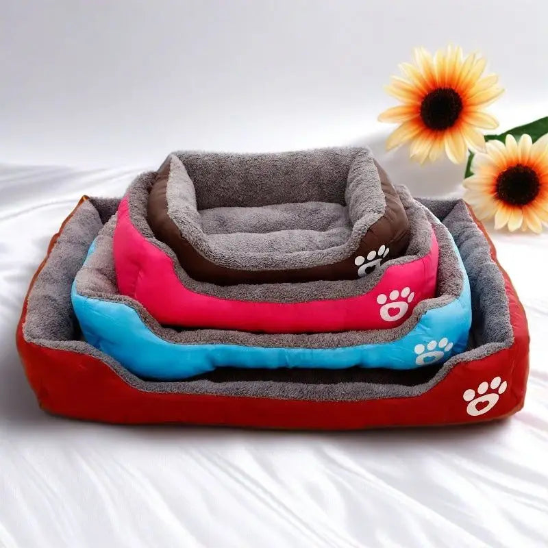 "Pawjoy" Large Pet House Dog Bed Cat Mat Long Plush Deep Sleeping Warm Soft Small Dog Cushion Calm Beds for Puppy