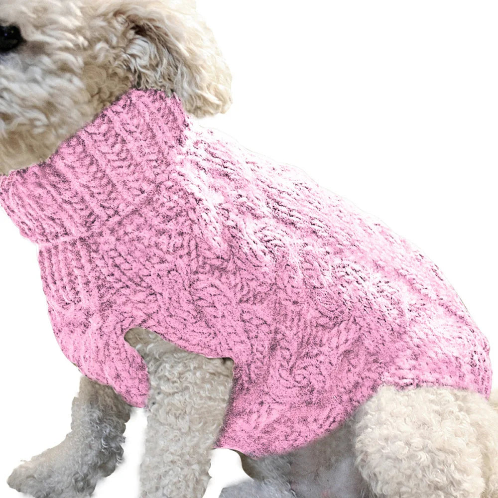 "Pawjoy"New Pet Small Pet Dog Clothes Sweater Fashion Autumn Winter Solid Fried Dough Twists Knitting Warm Comfort Clothing