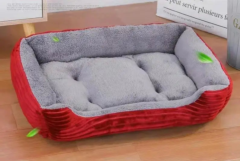 "Pawjoy" Large Pet House Dog Bed Cat Mat Long Plush Deep Sleeping Warm Soft Small Dog Cushion Calm Beds for Puppy
