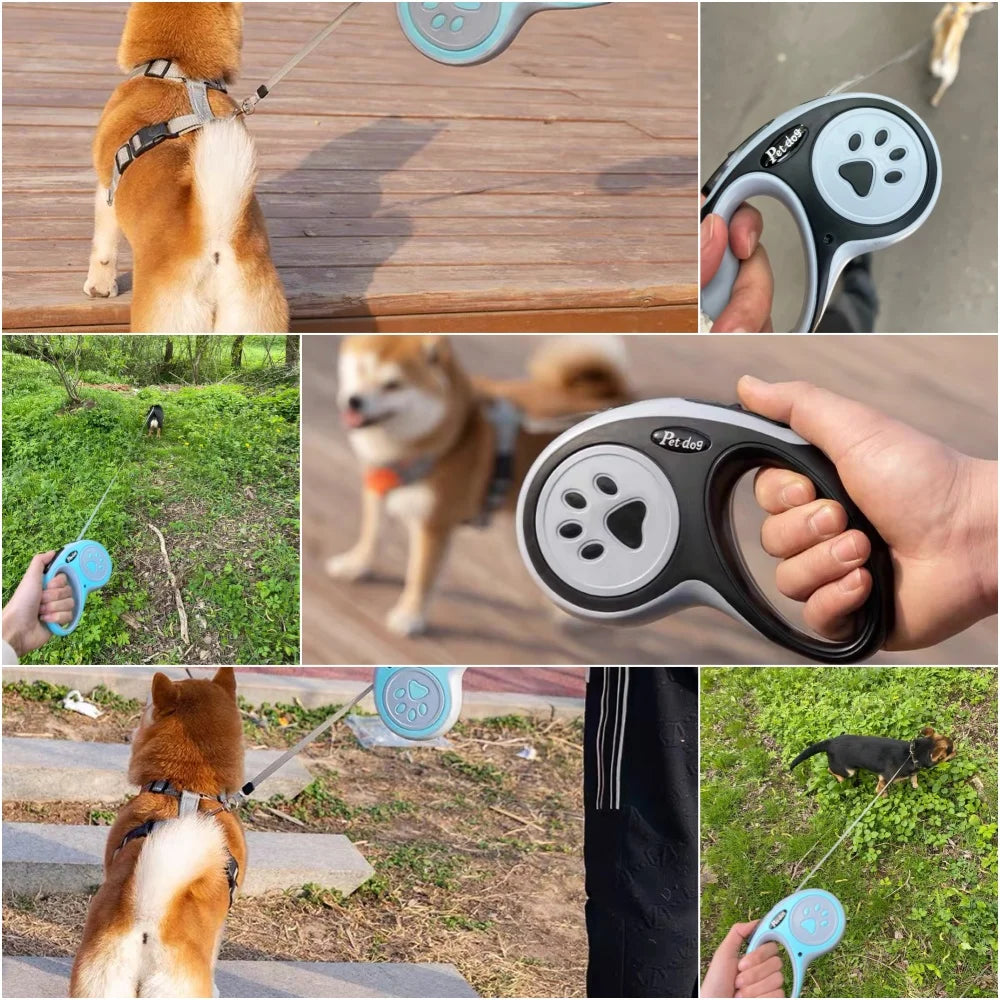 " Pawjoy"3m 5m Paw Dog Leash For Small Medium Large Dogs Outdoor Lead Walking Puppy Strong Retractable Nylon Rope Yorkies Pet Supplies
