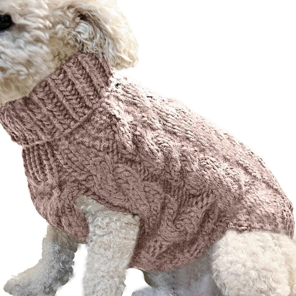 "Pawjoy"New Pet Small Pet Dog Clothes Sweater Fashion Autumn Winter Solid Fried Dough Twists Knitting Warm Comfort Clothing