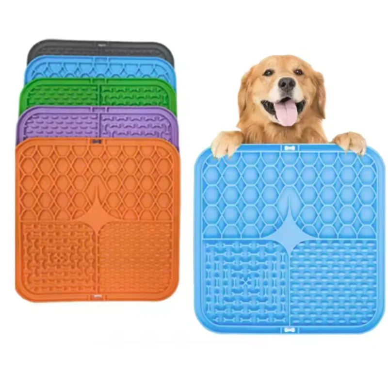 "Pawjoy"Pet Lick Silicone Mat Dogs Pet Slow Food Plate for Dog Bathing Distraction Silicone Dog Sucker Food Training Dog Feeder Supplies