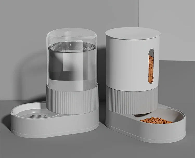 "Pawjoy"Large Capacity Cat Feeder Automatic Cat Water Dispenser Cat Food Bowl Gravity Food Storage Container for Cats Dogs Pet Supplies