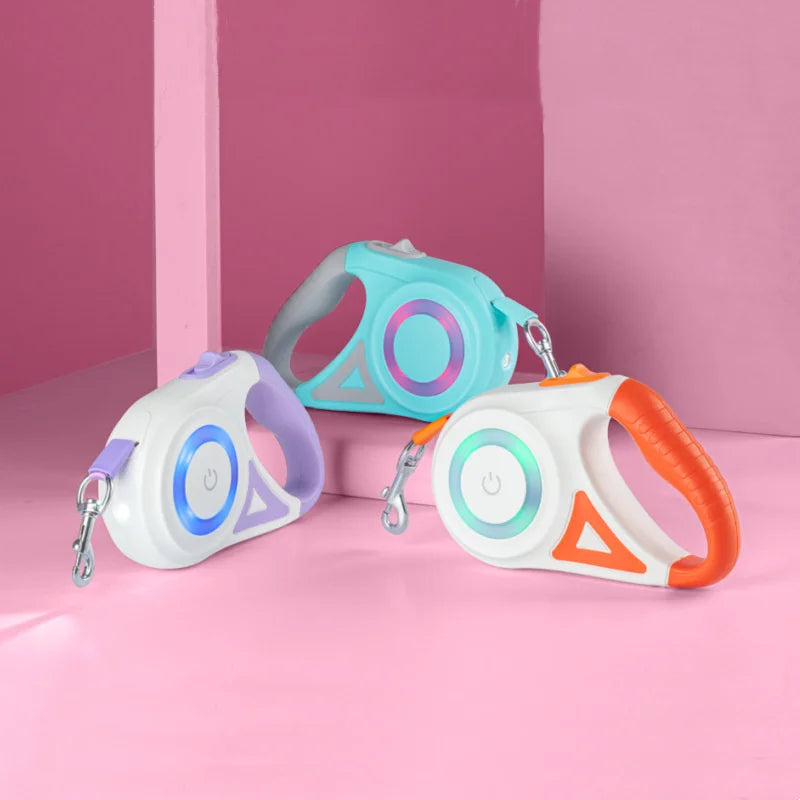 Pawjoy 5M LED Retractable Dog Leash 🐾 — durable, adjustable nylon leash with built-in flashlight for safe walks day and night.