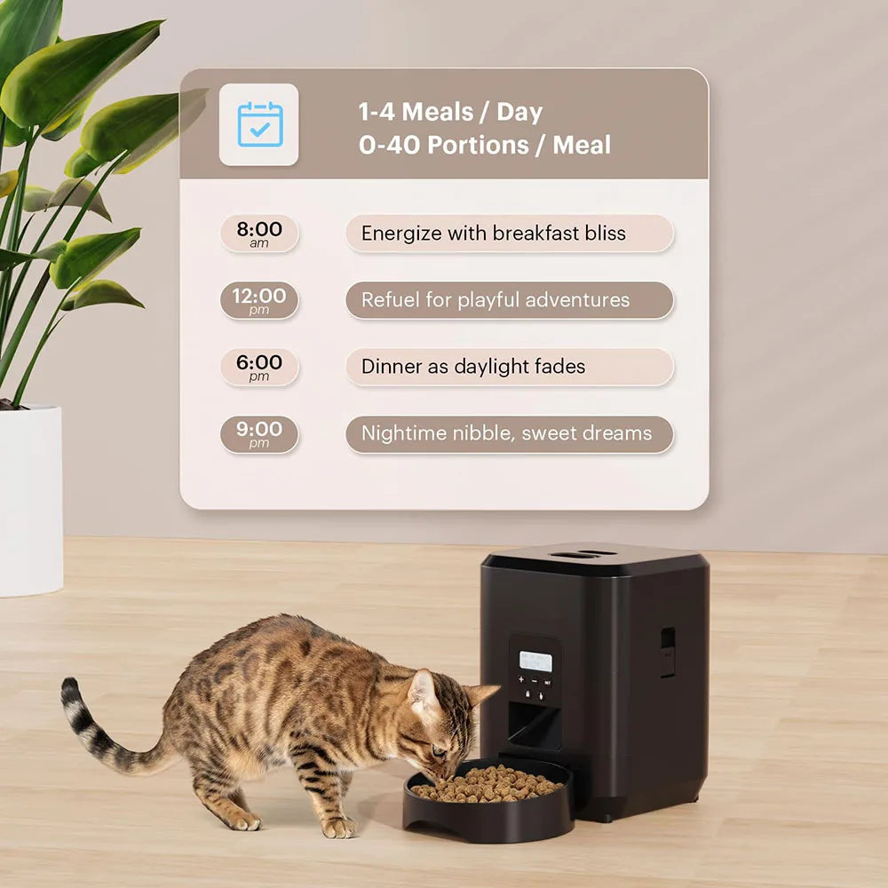 "Pawjoy"Automatic Pet Feeder for Cats And Dogs Slow Feeding Food Dispenser with Timed Quantitative Control Plastic Smart Cat Food Bowl