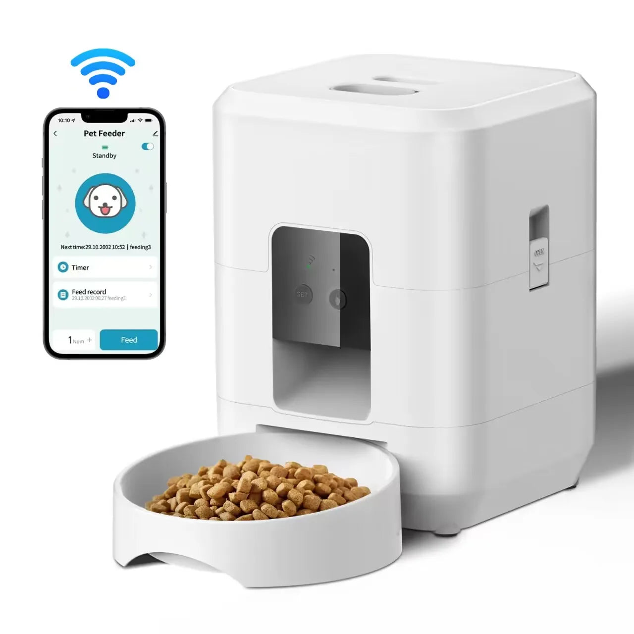"Pawjoy"Automatic Pet Feeder for Cats And Dogs Slow Feeding Food Dispenser with Timed Quantitative Control Plastic Smart Cat Food Bowl