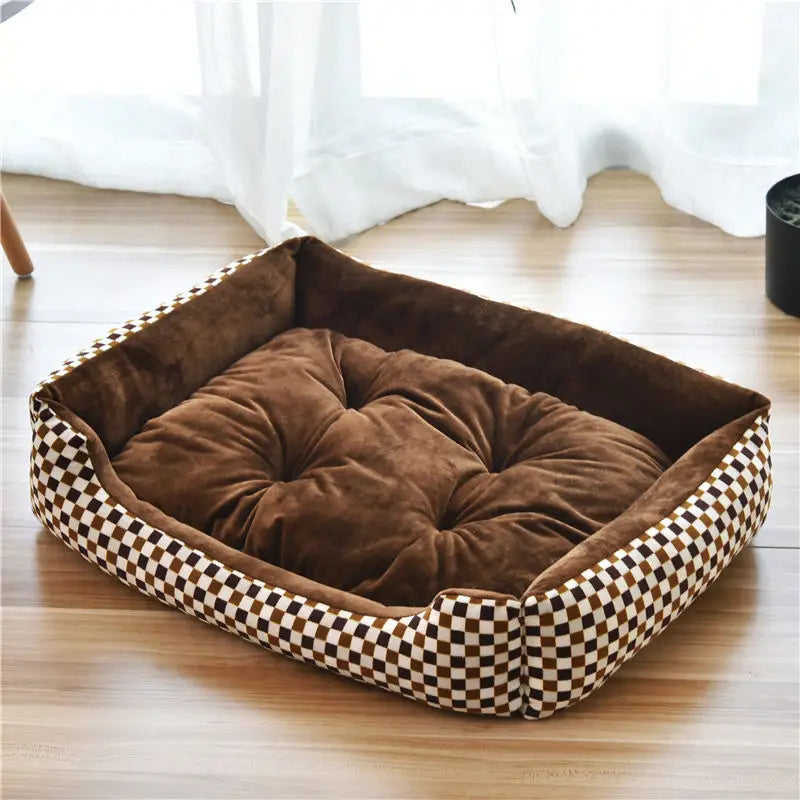 "Pawjoy" Large Pet House Dog Bed Cat Mat Long Plush Deep Sleeping Warm Soft Small Dog Cushion Calm Beds for Puppy